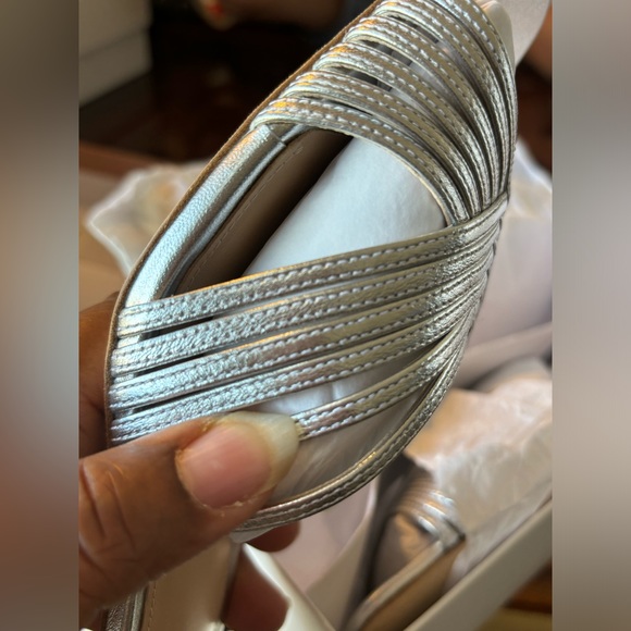 VIA SPIGA Women's Silver Rafaela Metallic Leather Mule Sandals Size 11US/41EU - Picture 12 of 12